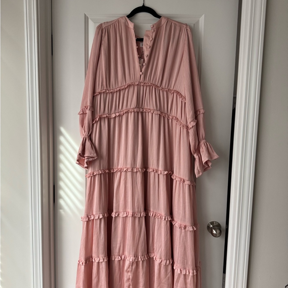With Love Leena Elegant Pink Ruffled Maxi Dress